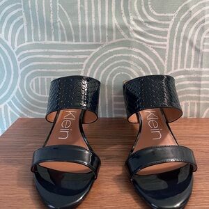 Calvin Klein Cecily Navy Croc Embossed Heels | Size 8.5 | Slip-On Mule